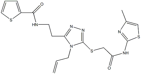 N-{2-[4-allyl-5-({2-[(4-methyl-1,3-thiazol-2-yl)amino]-2-oxoethyl}sulfanyl)-4H-1,2,4-triazol-3-yl]ethyl}-2-thiophenecarboxamide Structure