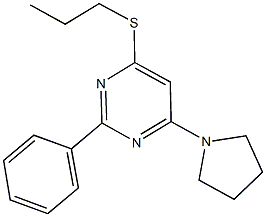 2-phenyl-6-(1-pyrrolidinyl)-4-pyrimidinyl propyl sulfide Structure