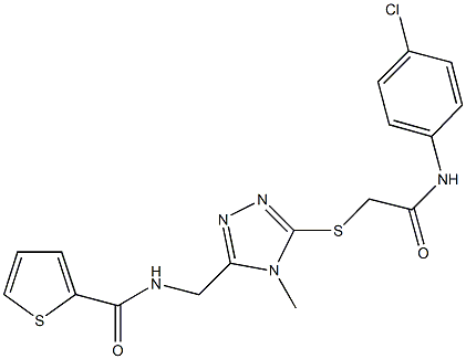 N-[(5-{[2-(4-chloroanilino)-2-oxoethyl]sulfanyl}-4-methyl-4H-1,2,4-triazol-3-yl)methyl]-2-thiophenecarboxamide 구조식 이미지