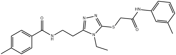 N-[2-(4-ethyl-5-{[2-oxo-2-(3-toluidino)ethyl]sulfanyl}-4H-1,2,4-triazol-3-yl)ethyl]-4-methylbenzamide 구조식 이미지