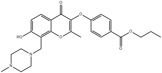 propyl 4-({7-hydroxy-2-methyl-8-[(4-methyl-1-piperazinyl)methyl]-4-oxo-4H-chromen-3-yl}oxy)benzoate 구조식 이미지