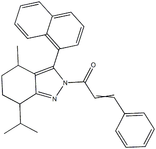 2-cinnamoyl-7-isopropyl-4-methyl-3-(1-naphthyl)-4,5,6,7-tetrahydro-2H-indazole Structure