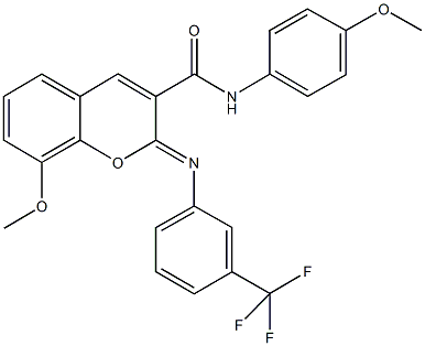 8-methoxy-N-(4-methoxyphenyl)-2-{[3-(trifluoromethyl)phenyl]imino}-2H-chromene-3-carboxamide Structure