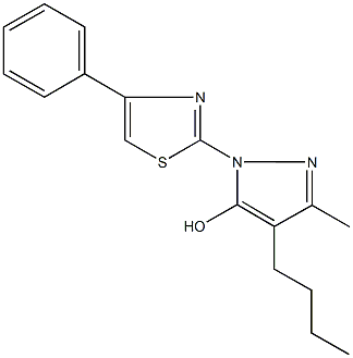 4-butyl-3-methyl-1-(4-phenyl-1,3-thiazol-2-yl)-1H-pyrazol-5-ol Structure