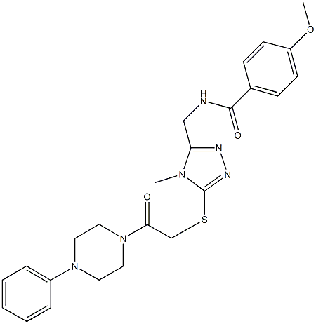 4-methoxy-N-[(4-methyl-5-{[2-oxo-2-(4-phenyl-1-piperazinyl)ethyl]sulfanyl}-4H-1,2,4-triazol-3-yl)methyl]benzamide Structure