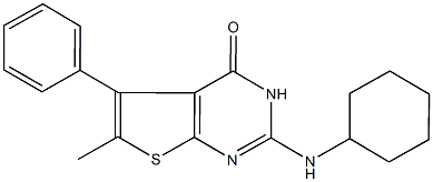 2-(cyclohexylamino)-6-methyl-5-phenylthieno[2,3-d]pyrimidin-4(3H)-one 구조식 이미지