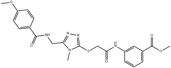 methyl 3-({[(5-{[(4-methoxybenzoyl)amino]methyl}-4-methyl-4H-1,2,4-triazol-3-yl)sulfanyl]acetyl}amino)benzoate Structure