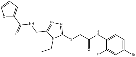 N-[(5-{[2-(4-bromo-2-fluoroanilino)-2-oxoethyl]sulfanyl}-4-ethyl-4H-1,2,4-triazol-3-yl)methyl]-2-furamide 구조식 이미지