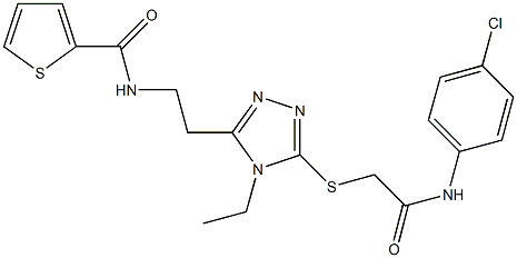 N-[2-(5-{[2-(4-chloroanilino)-2-oxoethyl]sulfanyl}-4-ethyl-4H-1,2,4-triazol-3-yl)ethyl]-2-thiophenecarboxamide 구조식 이미지