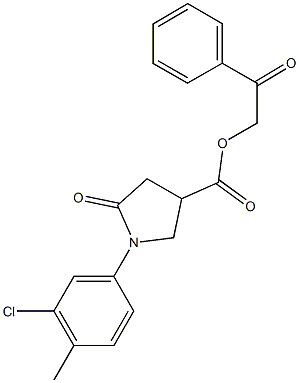 2-oxo-2-phenylethyl 1-(3-chloro-4-methylphenyl)-5-oxo-3-pyrrolidinecarboxylate Structure