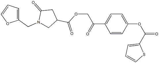 2-oxo-2-{4-[(2-thienylcarbonyl)oxy]phenyl}ethyl 1-(2-furylmethyl)-5-oxo-3-pyrrolidinecarboxylate 구조식 이미지