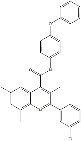 2-(3-chlorophenyl)-3,6,8-trimethyl-N-(4-phenoxyphenyl)-4-quinolinecarboxamide Structure