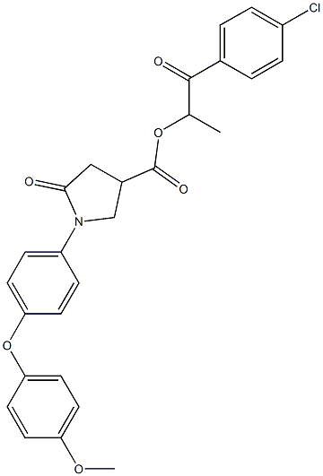 2-(4-chlorophenyl)-1-methyl-2-oxoethyl 1-[4-(4-methoxyphenoxy)phenyl]-5-oxo-3-pyrrolidinecarboxylate Structure