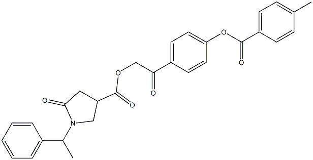 2-{4-[(4-methylbenzoyl)oxy]phenyl}-2-oxoethyl 5-oxo-1-(1-phenylethyl)-3-pyrrolidinecarboxylate Structure