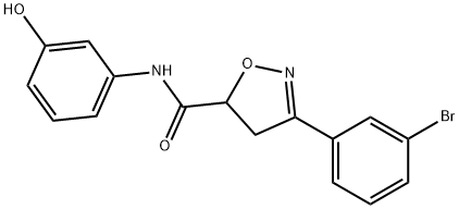 3-(3-bromophenyl)-N-(3-hydroxyphenyl)-4,5-dihydro-5-isoxazolecarboxamide Structure