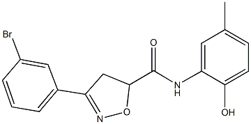 3-(3-bromophenyl)-N-(2-hydroxy-5-methylphenyl)-4,5-dihydro-5-isoxazolecarboxamide Structure