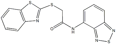 N-(2,1,3-benzothiadiazol-4-yl)-2-(1,3-benzothiazol-2-ylsulfanyl)acetamide 구조식 이미지