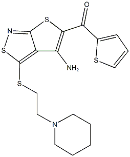 (4-amino-3-{[2-(1-piperidinyl)ethyl]sulfanyl}thieno[2,3-c]isothiazol-5-yl)(2-thienyl)methanone Structure