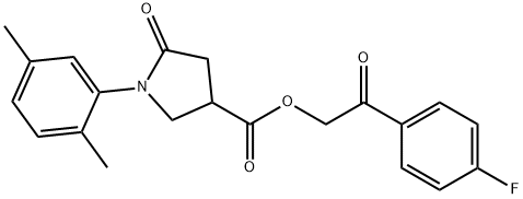 2-(4-fluorophenyl)-2-oxoethyl 1-(2,5-dimethylphenyl)-5-oxo-3-pyrrolidinecarboxylate 구조식 이미지