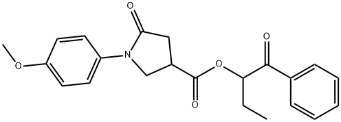 1-benzoylpropyl 1-(4-methoxyphenyl)-5-oxo-3-pyrrolidinecarboxylate 구조식 이미지