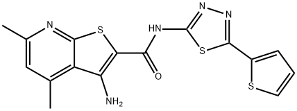 3-amino-4,6-dimethyl-N-[5-(2-thienyl)-1,3,4-thiadiazol-2-yl]thieno[2,3-b]pyridine-2-carboxamide 구조식 이미지