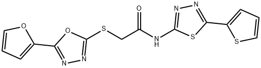 2-{[5-(2-furyl)-1,3,4-oxadiazol-2-yl]sulfanyl}-N-[5-(2-thienyl)-1,3,4-thiadiazol-2-yl]acetamide Structure