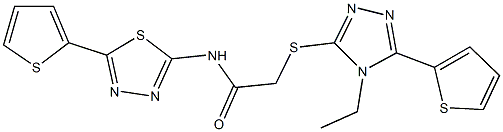 2-{[4-ethyl-5-(2-thienyl)-4H-1,2,4-triazol-3-yl]sulfanyl}-N-[5-(2-thienyl)-1,3,4-thiadiazol-2-yl]acetamide Structure