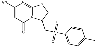 7-amino-3-{[(4-methylphenyl)sulfonyl]methyl}-2,3-dihydro-5H-[1,3]thiazolo[3,2-a]pyrimidin-5-one 구조식 이미지