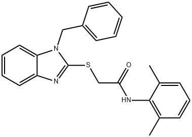 2-[(1-benzyl-1H-benzimidazol-2-yl)sulfanyl]-N-(2,6-dimethylphenyl)acetamide 구조식 이미지