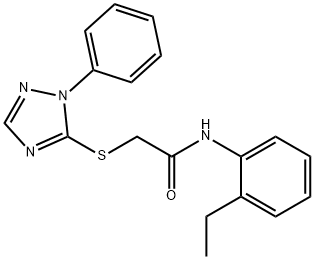 N-(2-ethylphenyl)-2-[(1-phenyl-1H-1,2,4-triazol-5-yl)sulfanyl]acetamide 구조식 이미지