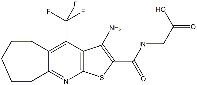 ({[3-amino-4-(trifluoromethyl)-6,7,8,9-tetrahydro-5H-cyclohepta[b]thieno[3,2-e]pyridin-2-yl]carbonyl}amino)acetic acid 구조식 이미지