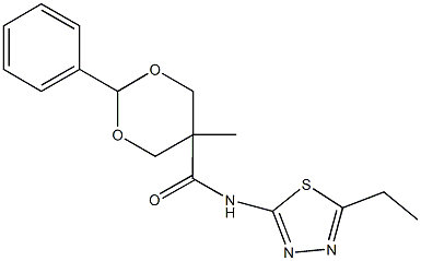 N-(5-ethyl-1,3,4-thiadiazol-2-yl)-5-methyl-2-phenyl-1,3-dioxane-5-carboxamide 구조식 이미지