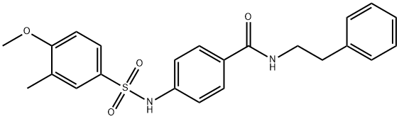 4-{[(4-methoxy-3-methylphenyl)sulfonyl]amino}-N-(2-phenylethyl)benzamide 구조식 이미지