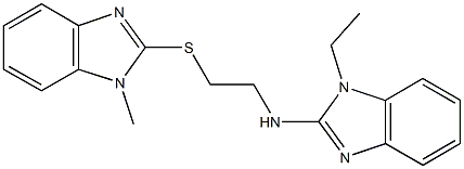 1-ethyl-N-{2-[(1-methyl-1H-benzimidazol-2-yl)sulfanyl]ethyl}-1H-benzimidazol-2-amine 구조식 이미지