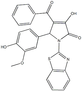 1-(1,3-benzothiazol-2-yl)-4-benzoyl-3-hydroxy-5-(4-hydroxy-3-methoxyphenyl)-1,5-dihydro-2H-pyrrol-2-one Structure