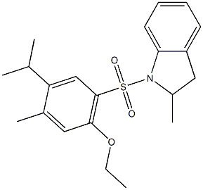 ethyl 4-isopropyl-5-methyl-2-[(2-methyl-2,3-dihydro-1H-indol-1-yl)sulfonyl]phenyl ether Structure