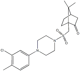 1-({[4-(3-chloro-4-methylphenyl)-1-piperazinyl]sulfonyl}methyl)-7,7-dimethylbicyclo[2.2.1]heptan-2-one 구조식 이미지