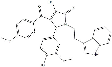 3-hydroxy-5-(4-hydroxy-3-methoxyphenyl)-1-[2-(1H-indol-3-yl)ethyl]-4-(4-methoxybenzoyl)-1,5-dihydro-2H-pyrrol-2-one Structure