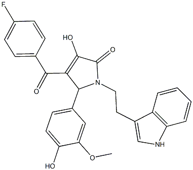 4-(4-fluorobenzoyl)-3-hydroxy-5-(4-hydroxy-3-methoxyphenyl)-1-[2-(1H-indol-3-yl)ethyl]-1,5-dihydro-2H-pyrrol-2-one Structure