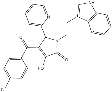 4-(4-chlorobenzoyl)-3-hydroxy-1-[2-(1H-indol-3-yl)ethyl]-5-(2-pyridinyl)-1,5-dihydro-2H-pyrrol-2-one 구조식 이미지