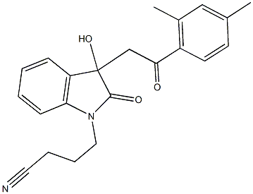 4-{3-[2-(2,4-dimethylphenyl)-2-oxoethyl]-3-hydroxy-2-oxo-2,3-dihydro-1H-indol-1-yl}butanenitrile 구조식 이미지