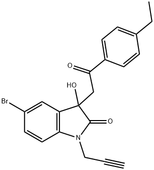 5-bromo-3-[2-(4-ethylphenyl)-2-oxoethyl]-3-hydroxy-1-(2-propynyl)-1,3-dihydro-2H-indol-2-one 구조식 이미지