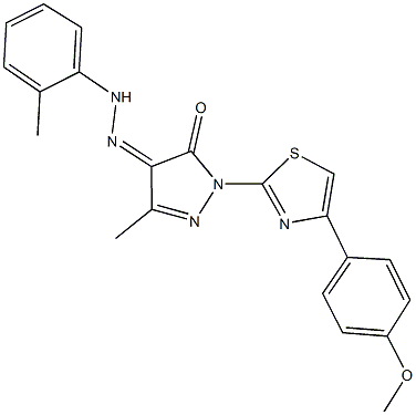 1-[4-(4-methoxyphenyl)-1,3-thiazol-2-yl]-3-methyl-1H-pyrazole-4,5-dione 4-[(2-methylphenyl)hydrazone] Structure