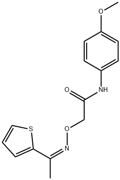 N-(4-methoxyphenyl)-2-({[1-(2-thienyl)ethylidene]amino}oxy)acetamide 구조식 이미지