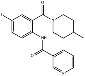 N-{4-iodo-2-[(4-methyl-1-piperidinyl)carbonyl]phenyl}nicotinamide 구조식 이미지