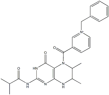 1-benzyl-3-[(2-(isobutyrylamino)-6,7-dimethyl-4-oxo-4,6,7,8-tetrahydro-5(3H)-pteridinyl)carbonyl]pyridinium 구조식 이미지