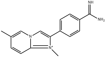 2-{4-[amino(imino)methyl]phenyl}-1,6-dimethylimidazo[1,2-a]pyridin-1-ium Structure