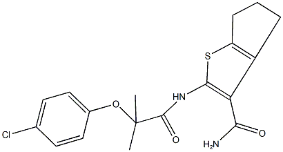 2-{[2-(4-chlorophenoxy)-2-methylpropanoyl]amino}-5,6-dihydro-4H-cyclopenta[b]thiophene-3-carboxamide Structure