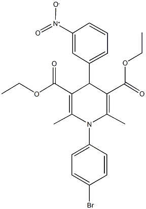 diethyl 1-(4-bromophenyl)-4-{3-nitrophenyl}-2,6-dimethyl-1,4-dihydro-3,5-pyridinedicarboxylate 구조식 이미지