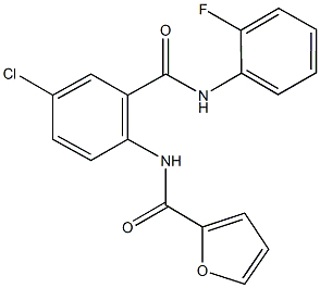 N-{4-chloro-2-[(2-fluoroanilino)carbonyl]phenyl}-2-furamide 구조식 이미지